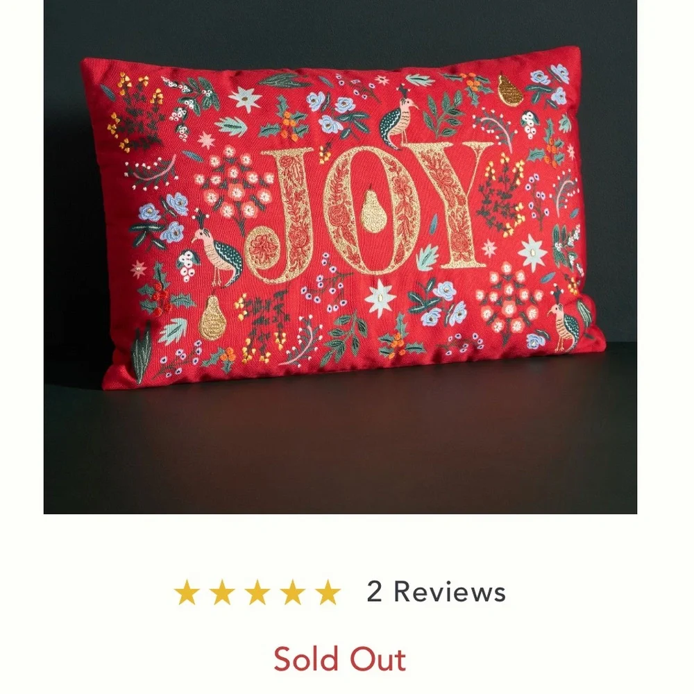 Rifle Paper Co x Anthropologie JOY‎ or NUTCRACKER PILLOW
